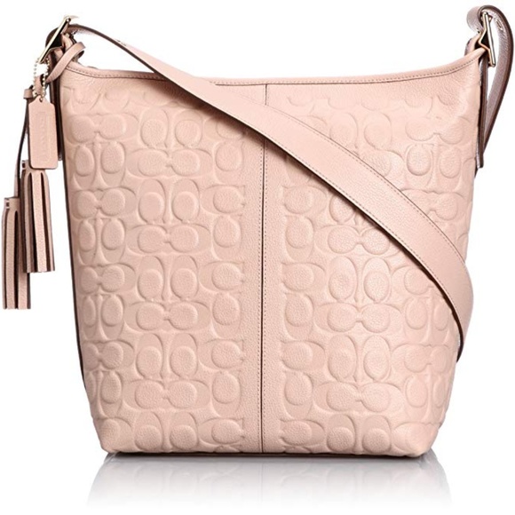 Coach Handbags - Coach Peach Rose Embossed Legacy Shoulder Bag